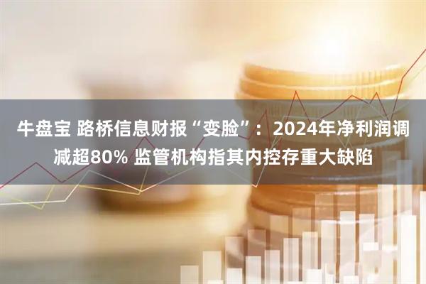 牛盘宝 路桥信息财报“变脸”：2024年净利润调减超80% 监管机构指其内控存重大缺陷