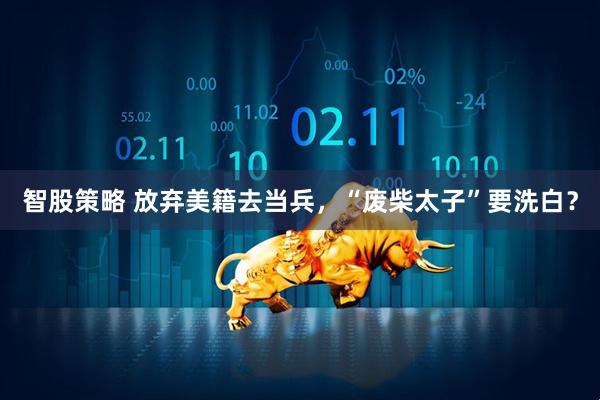 智股策略 放弃美籍去当兵，“废柴太子”要洗白？